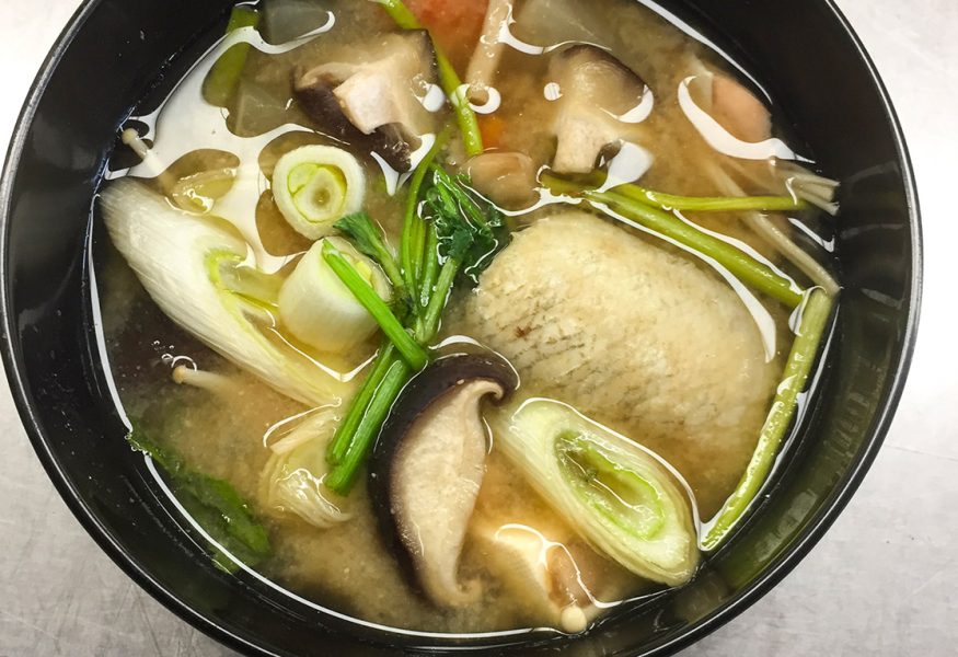 Salmon and sake lee soup